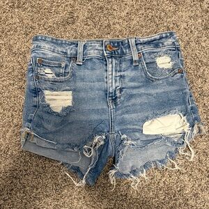 American Eagle Outfitters Light Blue Distressed Jean Shorts